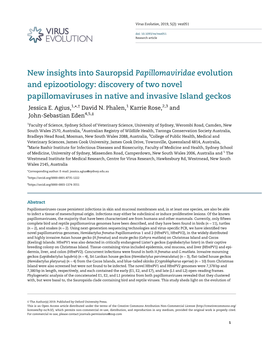 Discovery of Two Novel Papillomaviruses in Native and Invasive Island Geckos Jessica E