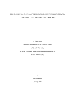 Relationships and Autopolyploid Evolution in the Medicago Sativa