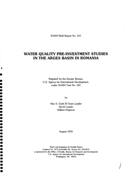 Water Quality Pre-Investment Studies in the Arges Basin in Romania