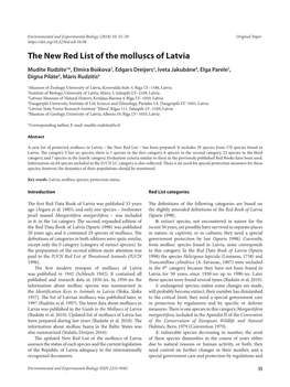 The New Red List of the Molluscs of Latvia