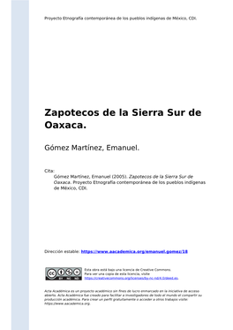 Zapotecos De La Sierra Sur De Oaxaca