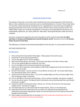 Sacristan Instructions