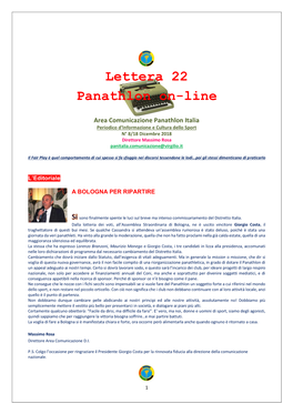 Lettera 22 Panathlon On-Line