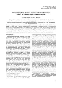 Termites (Isoptera) from the Jurassic/Cretaceous Boundary: Evidence for the Longevity of Their Earliest Genera