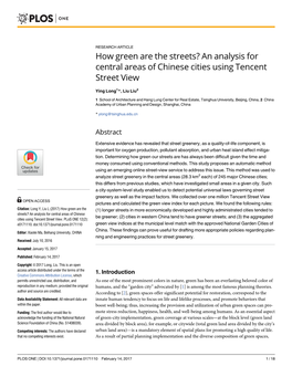 How Green Are the Streets? an Analysis for Central Areas of Chinese Cities Using Tencent Street View