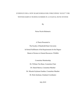 EVIDENCE for a NEW SEARCH BEHAVIOR: PORCUPINES “SCOUT” for WINTER HABITAT DURING SUMMER in a COASTAL DUNE SYSTEM by Pairsa N