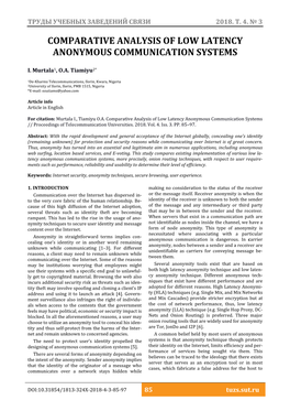 Comparative Analysis of Low Latency Anonymous Communication Systems