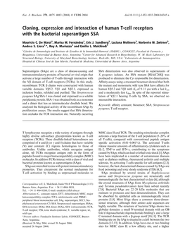 Cloning, Expression and Interaction of Human T-Cell Receptors with the Bacterial Superantigen SSA