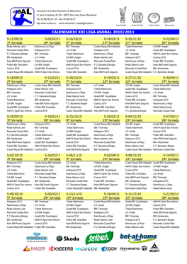 Calendario Xxi Liga Asobal 2010/2011