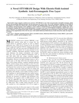 A Novel STT-MRAM Design with Electric-Field-Assisted Synthetic Anti-Ferromagnetic Free Layer