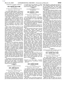 CONGRESSIONAL RECORD— Extensions of Remarks E767 HON. FORTNEY PETE STARK HON. JOHN SULLIVAN HON. MICHAEL F. DOYLE HON. HAROLD