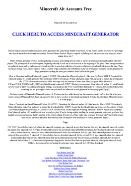 Minecraft Alt Accounts Free