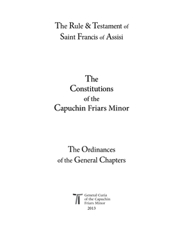 The Constitutions Capuchin Friars Minor