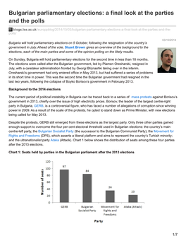 Bulgarian Parliamentary Elections: a Final Look at the Parties and the Polls