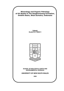 Mineralogy and Organic Petrology of Oil Shales in the Sangkarewang Formation, Ombilin Basin, West Sumatra, Indonesia