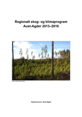Regionalt Skog- Og Klimaprogram Aust-Agder 2013–2016