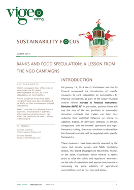Sustainable Focus Banks and Food Speculation March 2014C.Pub