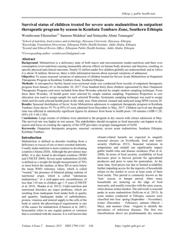 Survival Status of Children Treated for Severe Acute Malnutrition In