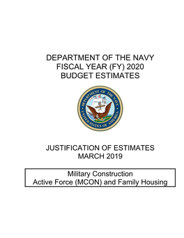 United States Department of the Navy Fiscal Year (FY) 2020 Budget