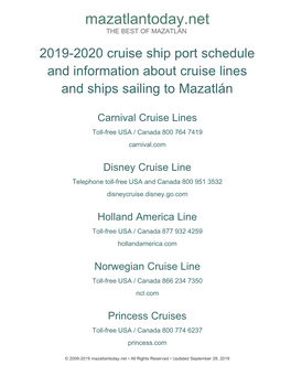 Free Mazatlan Cruise Ship Arrival Schedule 2019