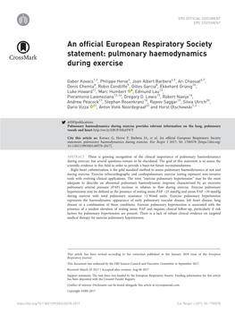 Pulmonary Haemodynamics During Exercise