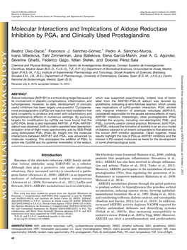 Molecular Interactions and Implications of Aldose Reductase Inhibition by PGA1 and Clinically Used Prostaglandins