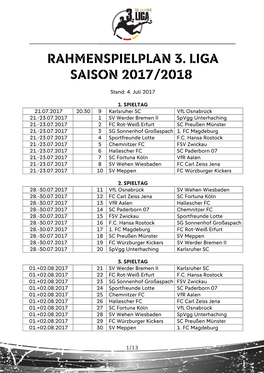 Rahmenspielplan 3. Liga 1718