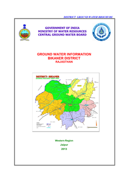 Ground Water Information Bikaner District Rajasthan