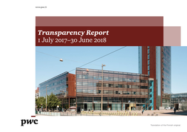 Pwc Finland Transparency Report for Financial Year 2018