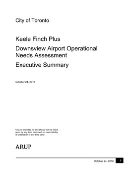 Keele Finch Plus Downsview Airport Operational Needs Assessment Executive Summary