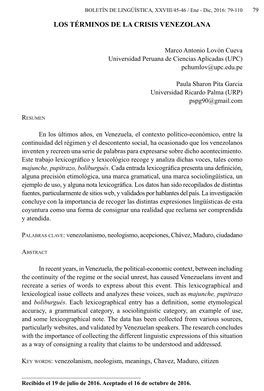 Los Términos De La Crisis Venezolana