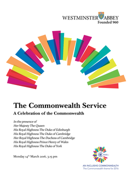 The Commonwealth Service a Celebration of the Commonwealth