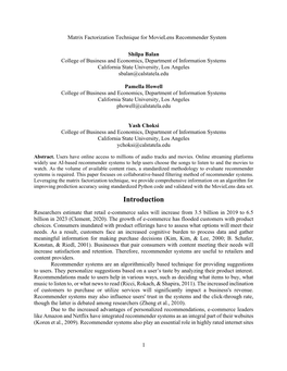 Matrix Factorization Technique for Movielens Recommender System