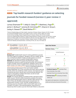 Journals for Funded Research[Version 2; Peer Review: 2 Approved]