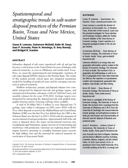 Spatiotemporal and Stratigraphic Trends in Salt-Water Disposal