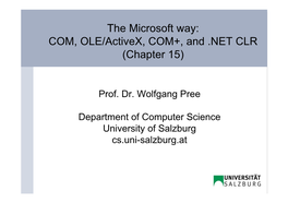 COM, OLE/Activex, COM+, and .NET CLR (Chapter 15)