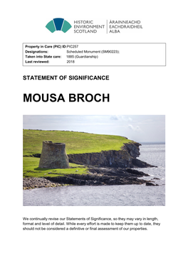 Mousa Broch Statement of Significance
