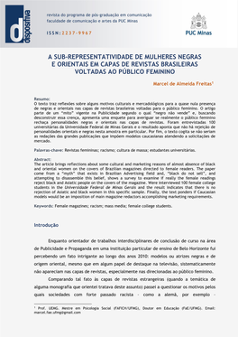 A Sub-Representatividade De Mulheres Negras E Orientais Em Capas De Revistas Brasileiras Voltadas Ao Público Feminino