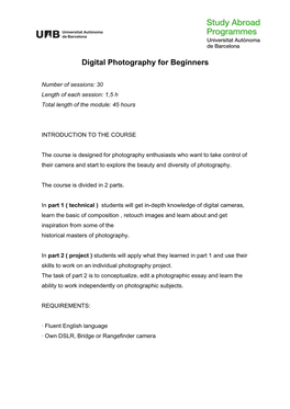 Digital Photography for Beginners