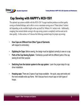 Cap Sewing with HAPPY's HCD-1501