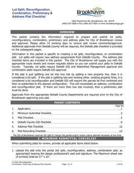 Lot Split, Reconfiguration, & Combination Plat Checklist