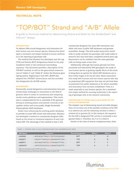 "TOP/BOT" Strand and "A/B" Allele