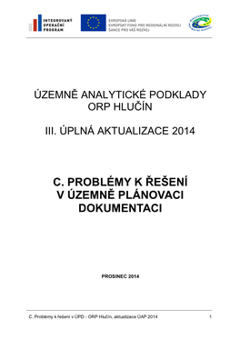 C. Problémy K Řešení V Územně Plánovaci Dokumentaci