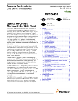 MPC5645S, Qorivva MPC5645S Microcontroller Data Sheet