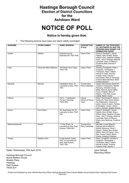 Notice of Poll