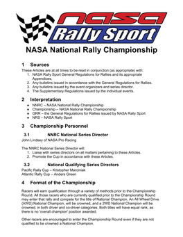 NASA National Rally Championship Rules