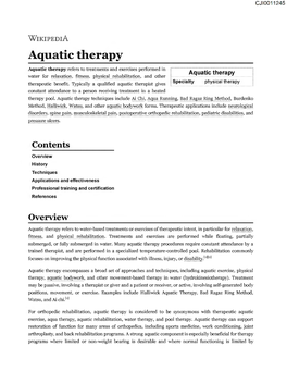 Aquatic Therapy