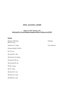 TOWN PLANNING BOARD Minutes of 540 Meeting of the Rural and New