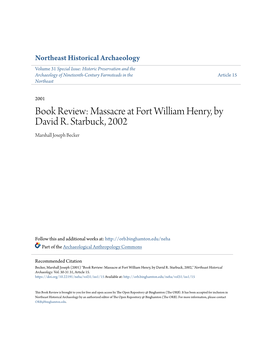 Massacre at Fort William Henry, by David R. Starbuck, 2002 Marshall Joseph Becker