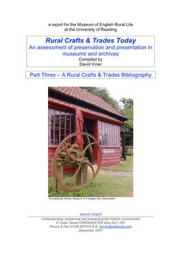 Rural Crafts and Trades Collections Today, Part Three – Bibliography